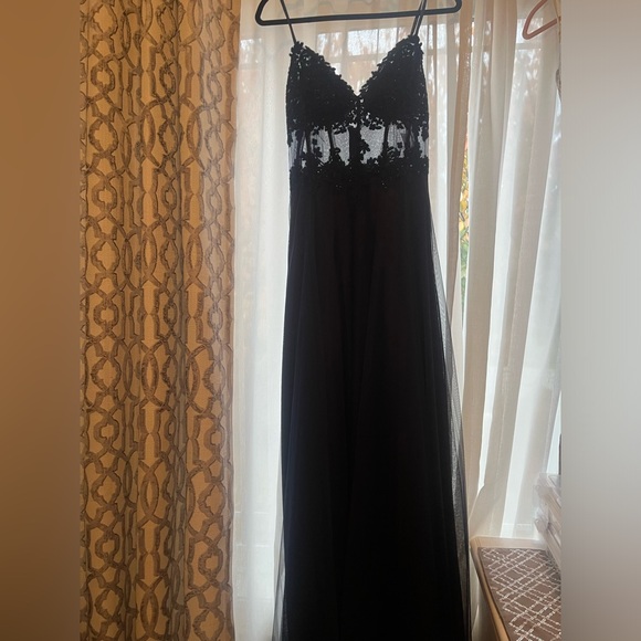 Brand new stunning lace and rhinestone corset cutout dress in navy - Picture 5 of 7